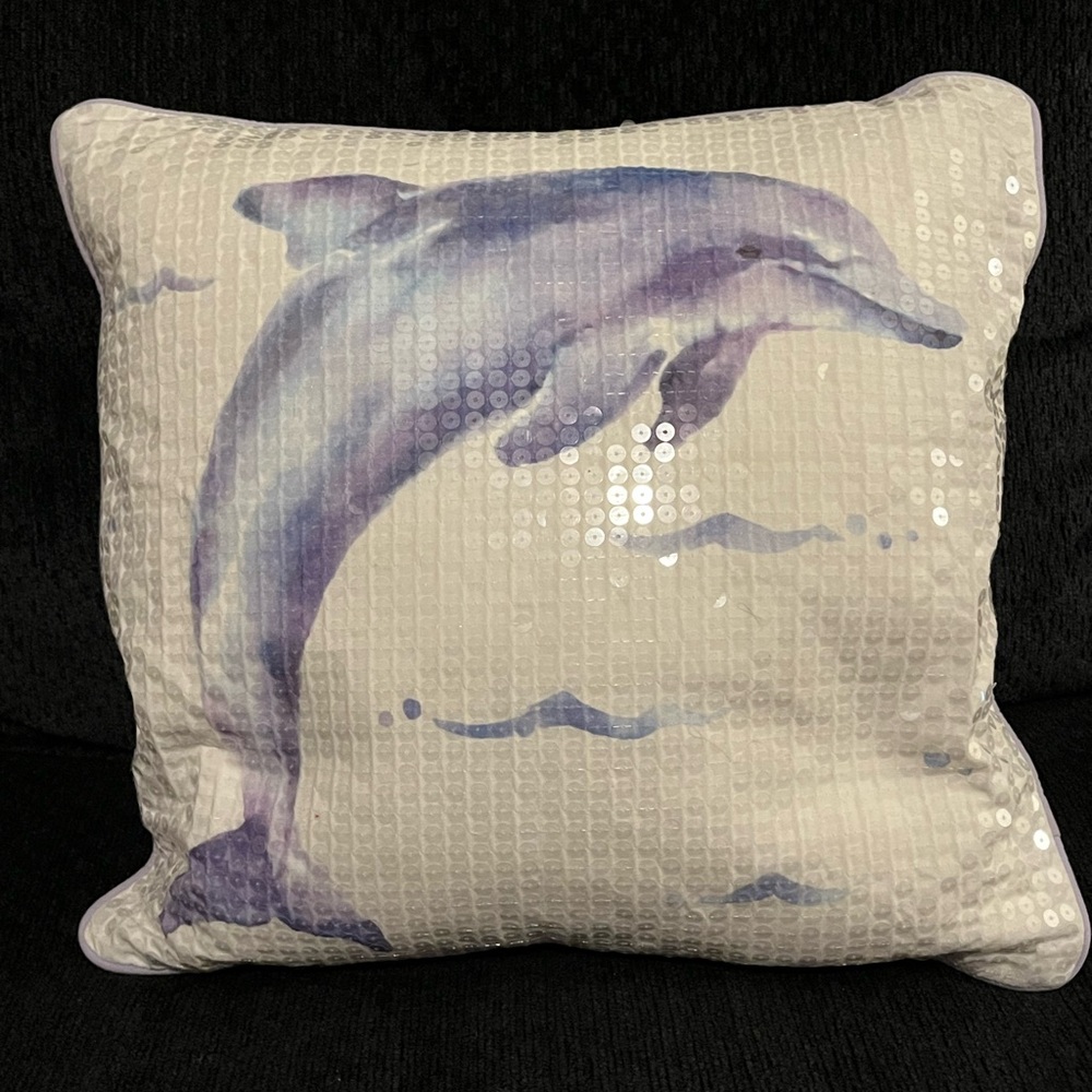Dolphin sequin pillow